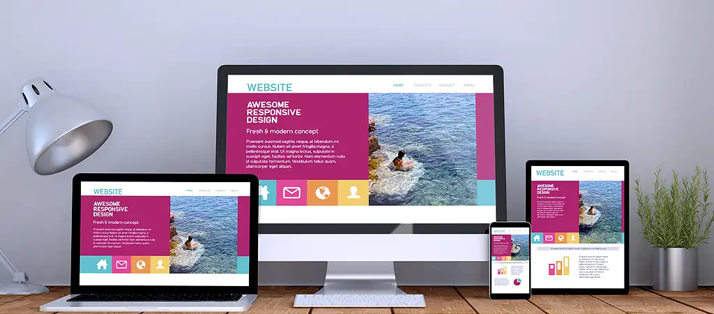 A reszponzív weboldal tökéletes megjelenését illusztráló kép asztali és mobil eszközökön bemutatva.