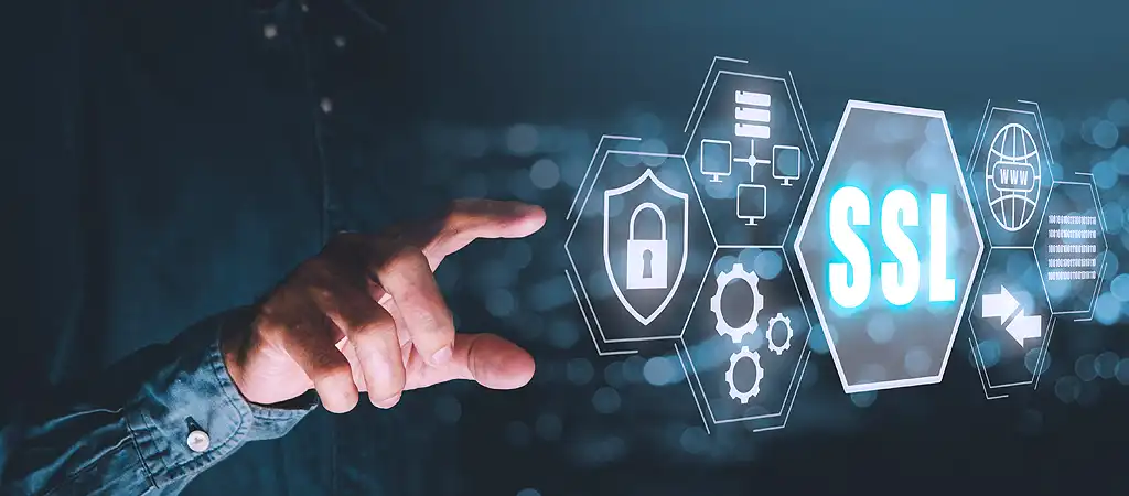 A biztonságos HTTPS kapcsolatot biztosító SSL tanúsítvány fontosságát hangsúlyozó kép.