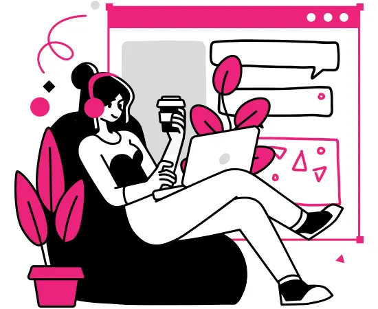 A Creatives.Hu szolgáltatásának részletes bemutatását jelképező modern flat design illusztráció.