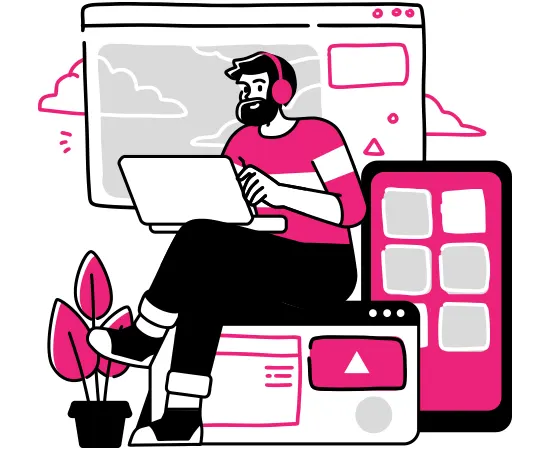 Linképítés és stratégiai backlink profil építését ábrázoló modern flat design illusztráció.