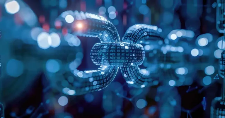 Digitális láncszemek kapcsolódása, amely a sikerdíjas keresőoptimalizálás és a sikerdíjas linképítés szimbóluma.